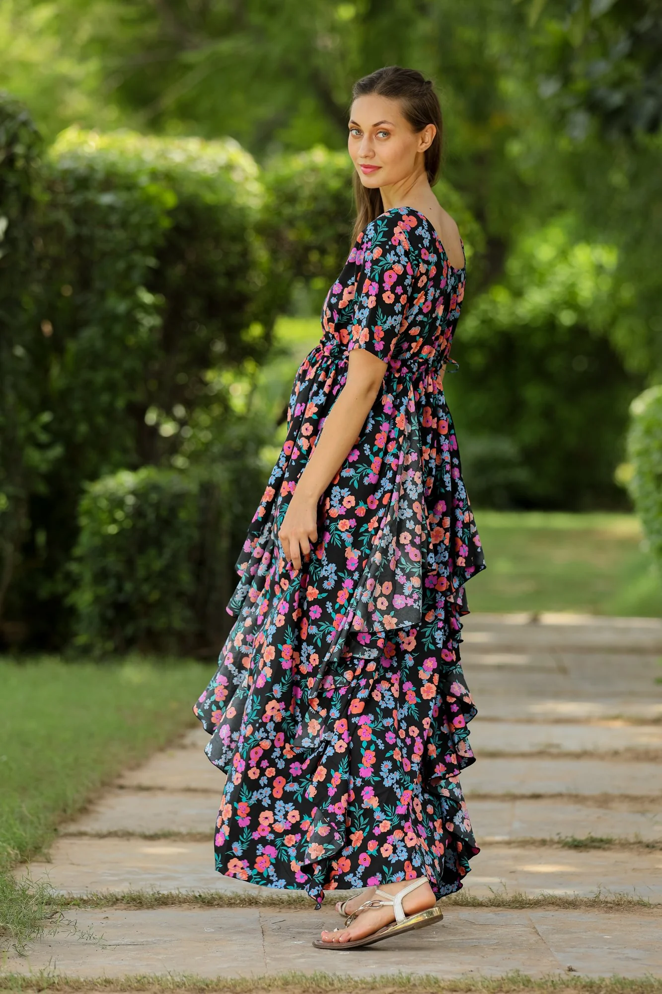 Happy Floral Maternity Flow Dress - Chenance