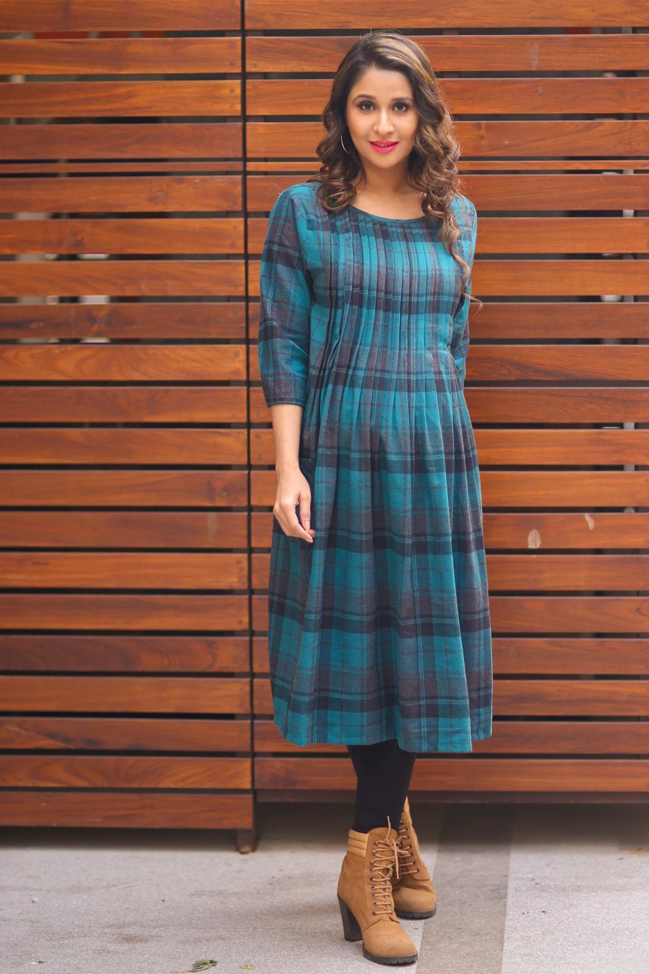 Forest Green Pintucks Nursing Dress - Chenance