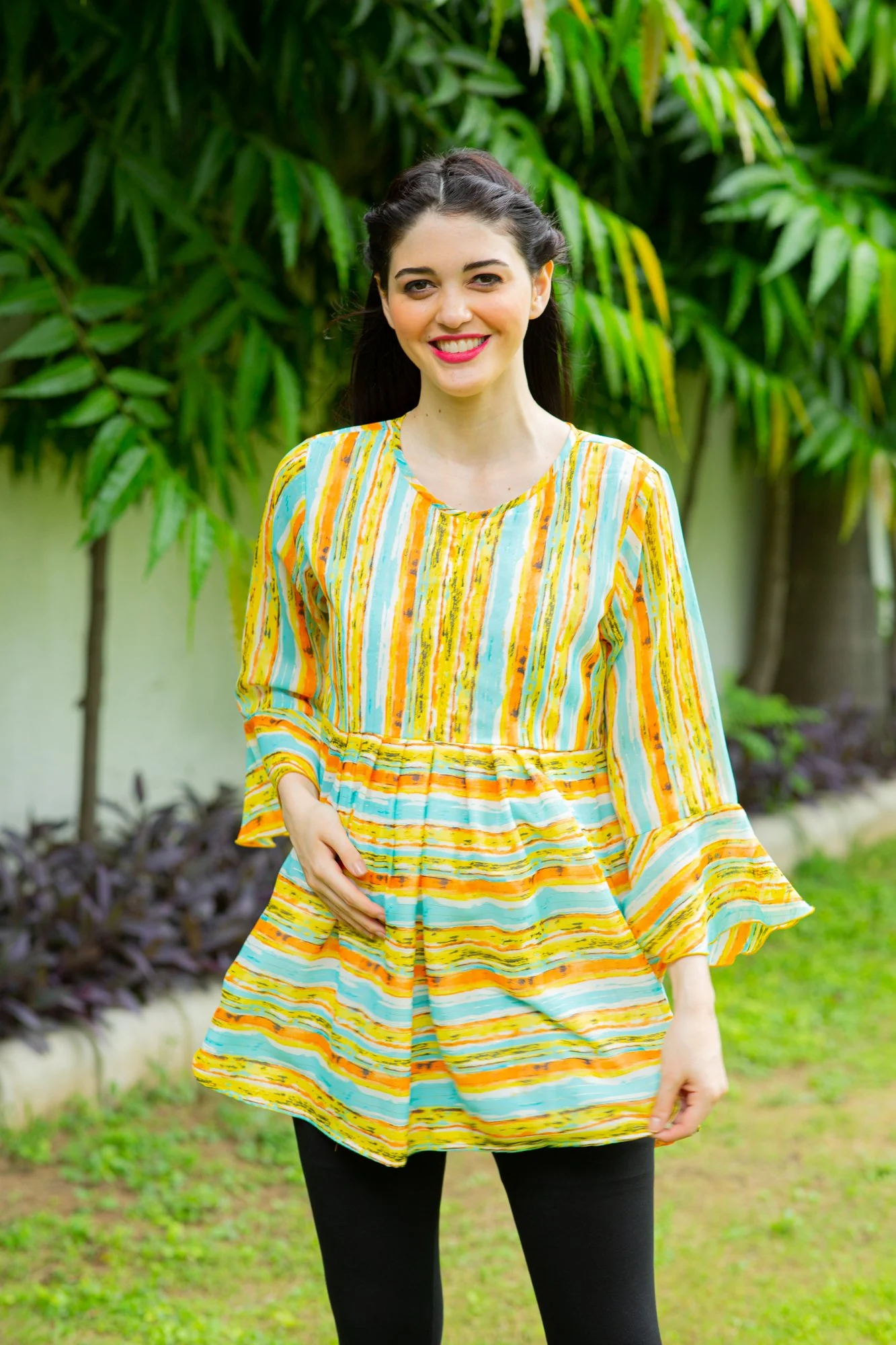 Sunny Rainbow Striped Nursing Top - Chenance