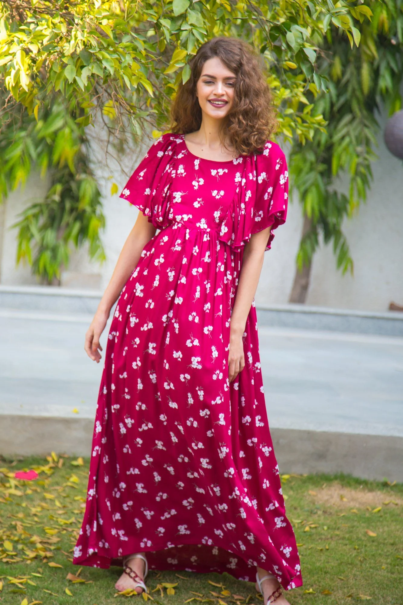 Persian Berry Maternity & Nursing Flap Dress - Chenance