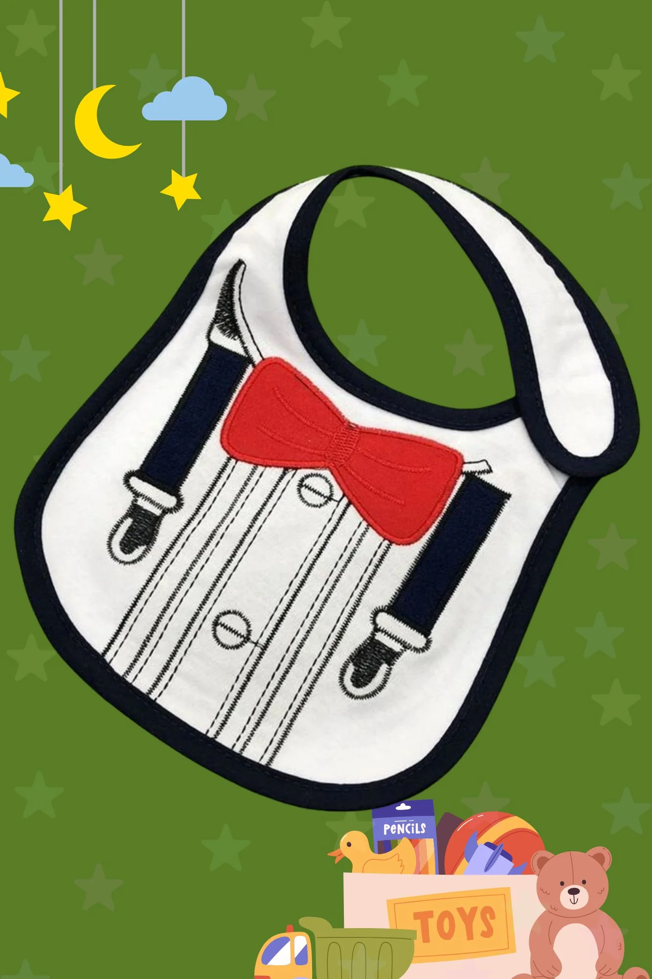 White Suspenders Adjustable Baby Meal Bib (0-3 yrs) - Chenance