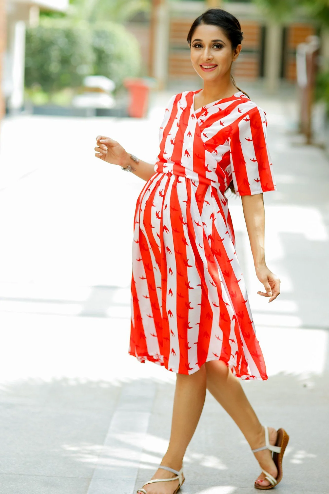 Red Sparrow Crepe Nursing Wrap Dress - Chenance