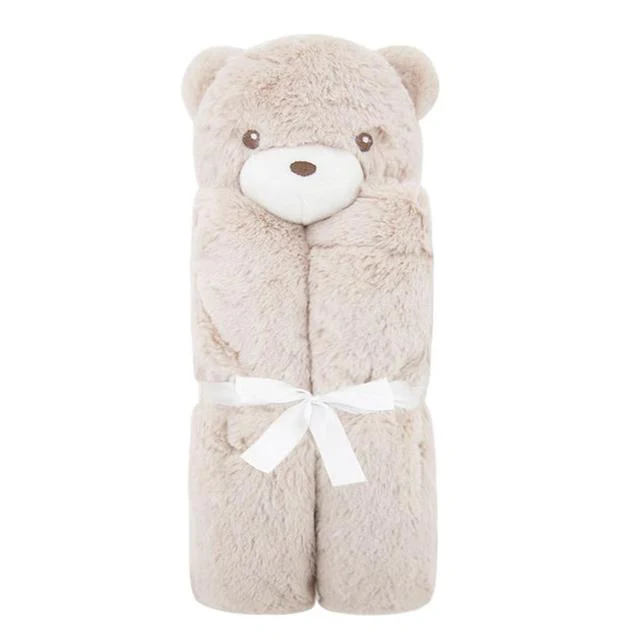 Warm Coral Fleece Brown Bear Baby Blanket - Chenance