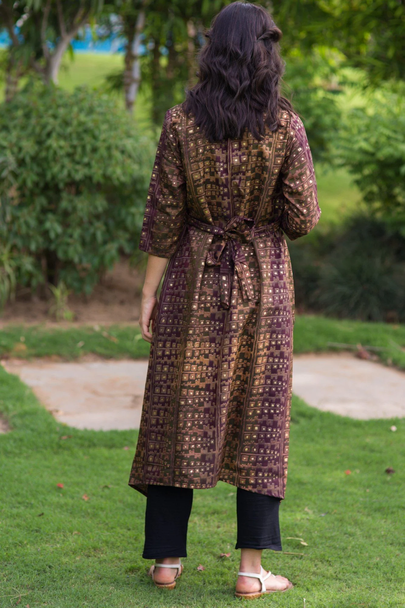 Walnut Gold Embellished Maternity & Nursing Kurta - Chenance