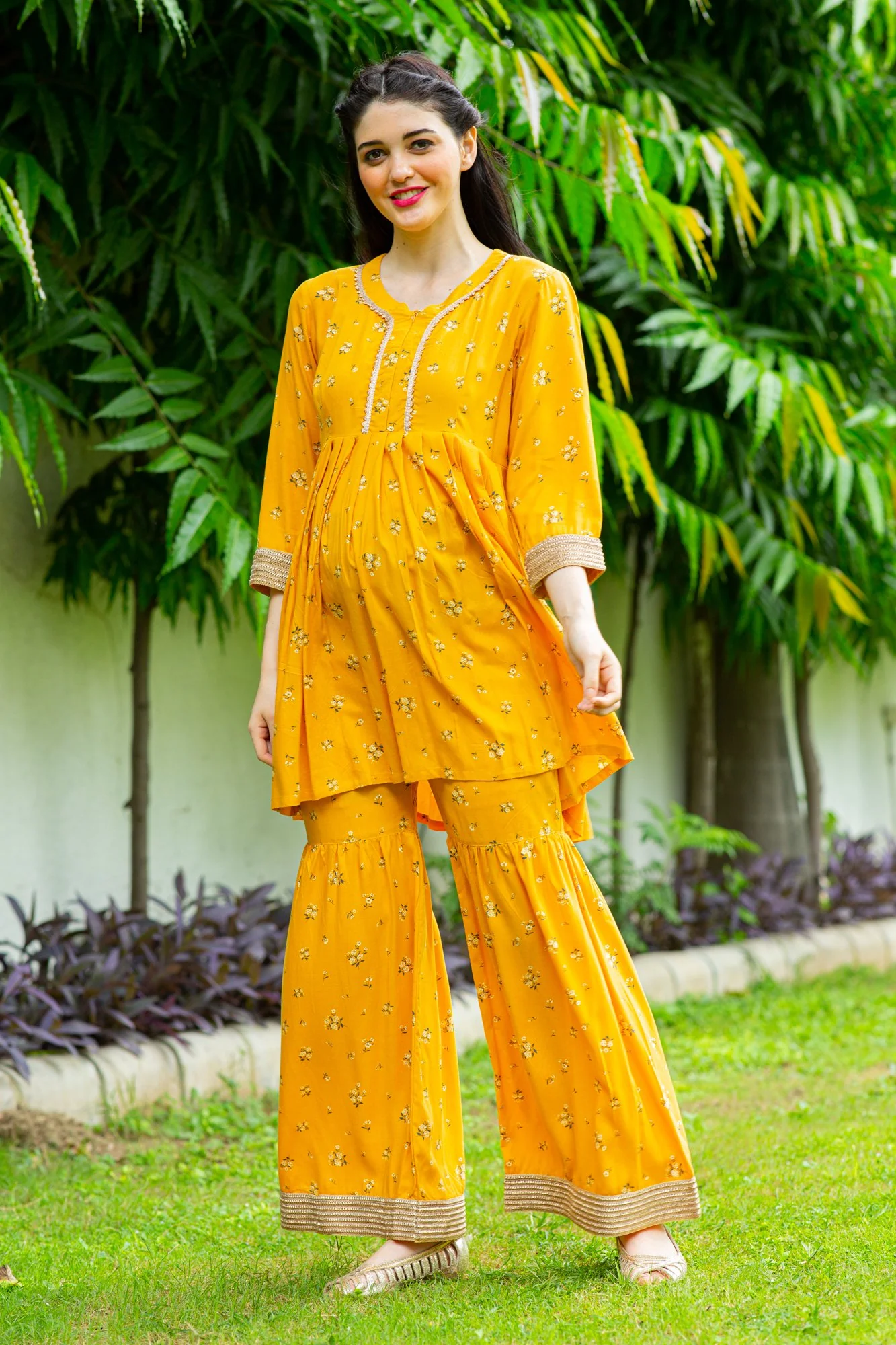 Marigold Yellow Maternity & Nursing Suit Set (2 pc) - Chenance